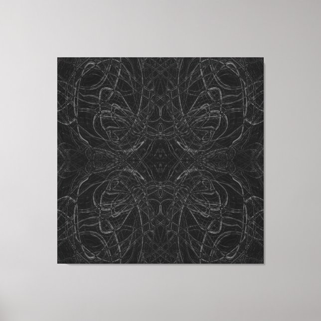 Black psychedelic pattern canvas print (Front)