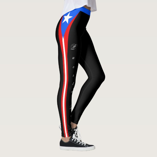 Black Puerto Rico fashion leggings, Flag /sports Leggings (Right)