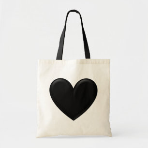 Black Puffy Heart Tote Bag