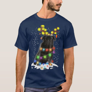 Black Pug Blinker  Nice Dog Christmas Pug Christma T-Shirt