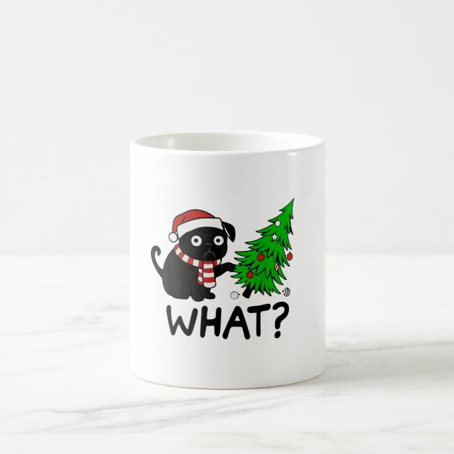Black Pug Christmas Gift Idea Coffee Mug (Center)