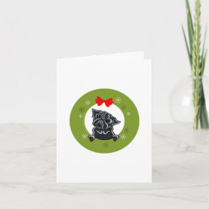 Black Pug Christmas Holiday Card