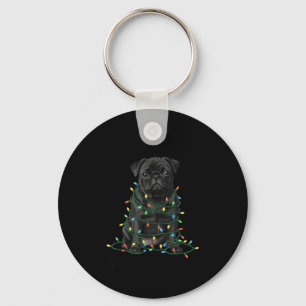 Black Pug Christmas I'm Fine Everything Is Fine Key Ring