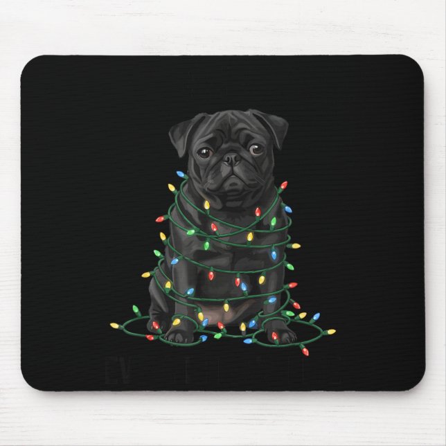 Black Pug Christmas I'm Fine Everything Is Fine  Mouse Mat (Front)