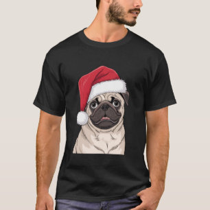 Black Pug Christmas Santa Dog Pug Lover Owner Pug T-Shirt