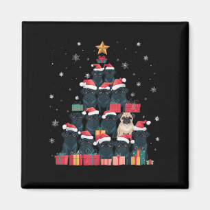 Black Pug Christmas Tree Dog Santa Xmas Merry Dogm Magnet
