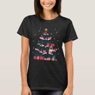 Black Pug Christmas Tree Dog Santa Xmas Merry Dogm T-Shirt