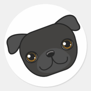 Black Pug Classic Round Sticker