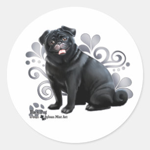 Black Pug Classic Round Sticker