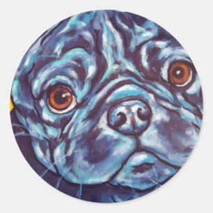 Black Pug Classic Round Sticker