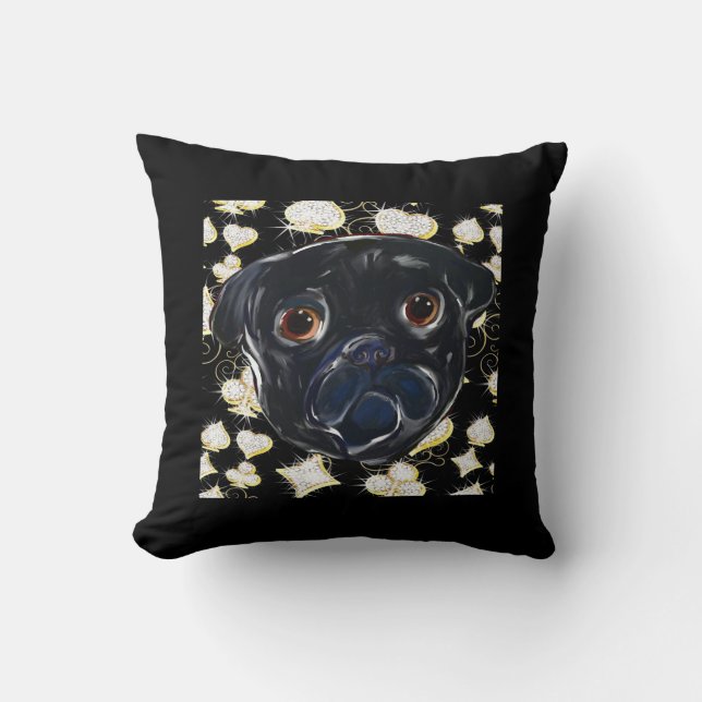 Black Pug  Cushion (Front)