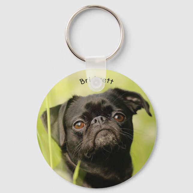 Black Pug Custom Keychain (Front)
