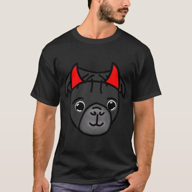 Black Pug Devil T-Shirt (Front)