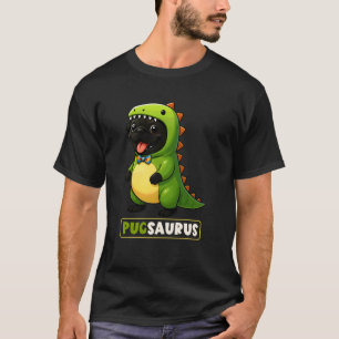 Black Pug Dinosaur Costume Pugsaurus Trex Mum Dad T-Shirt
