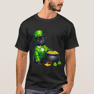 Black pug dog leprechaun shamrocks st patrick's T-Shirt