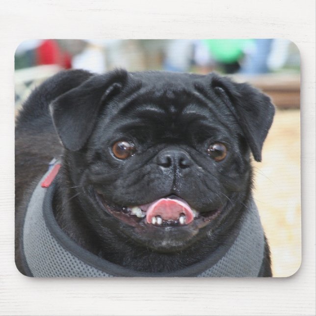 Black Pug Dog Mousepad (Front)
