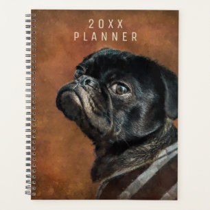 Black Pug Dog Personalised Planner