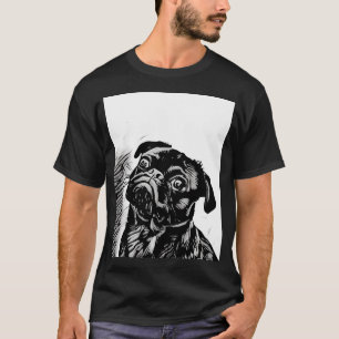 Black Pug Dog Portrait T-Shirt