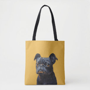 Black Pug Dog Portrait Tote Bag – Cute Pet Lover 