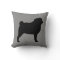 Black Pug Dog Silhouette on Grey Herringbone