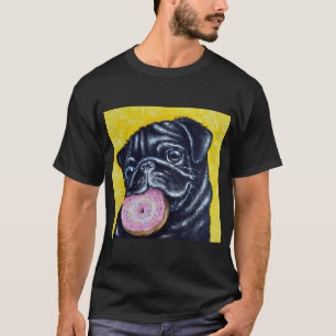 Black pug doughnut T-Shirt