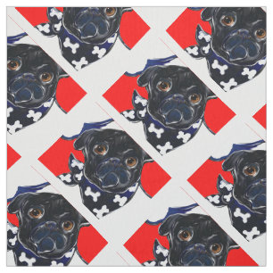 Black Pug Fabric