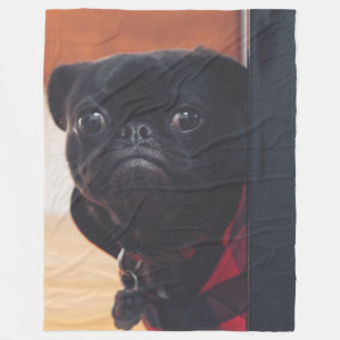 BLACK PUG FLEECE BLANKET