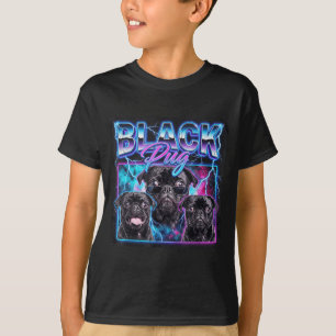 Black Pug Funny Boys Girls Costume Retro Meme 90s T-Shirt