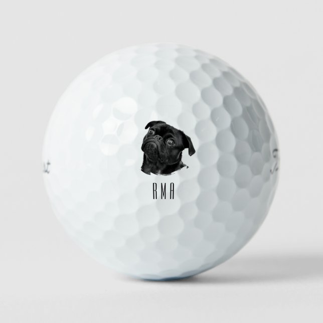 Black Pug Golf Balls (Front)