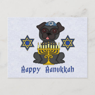Black Pug - Hanukkah Card