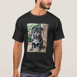 Black Pug Japanese Art Dog Kyosai Vintage Japan Ar T-Shirt