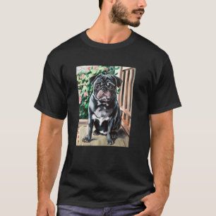 Black Pug Japanese Art Dog Kyosai Vintage Japan Ar T-Shirt