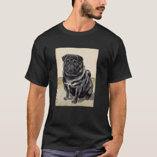 Black Pug Japanese Art Kyosai Dog Vintage Japan Ar T-Shirt