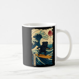 Black Pug Japanese Kanagawa Wave Surfing Japan Mum Coffee Mug