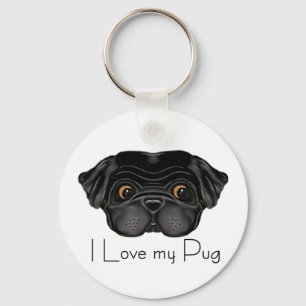Black Pug Key Ring
