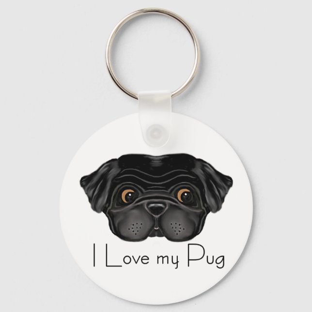 Black Pug Key Ring (Front)