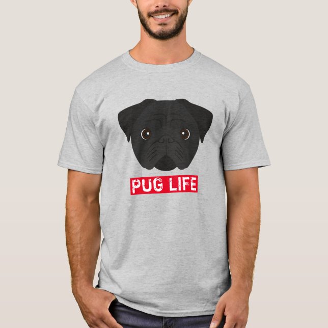 Black Pug Life T-Shirt (Front)