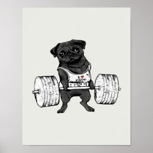 Black Pug Lift Funny Pug Lover Poster