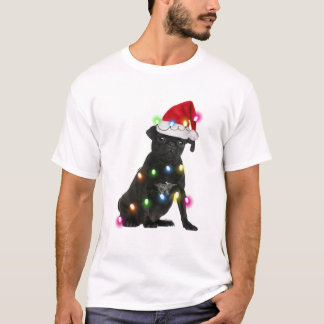 Black Pug Light Christmas, Christmas Light T-Shirt