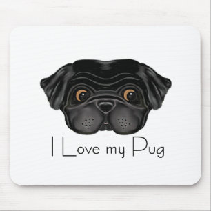 Black Pug Mouse Mat