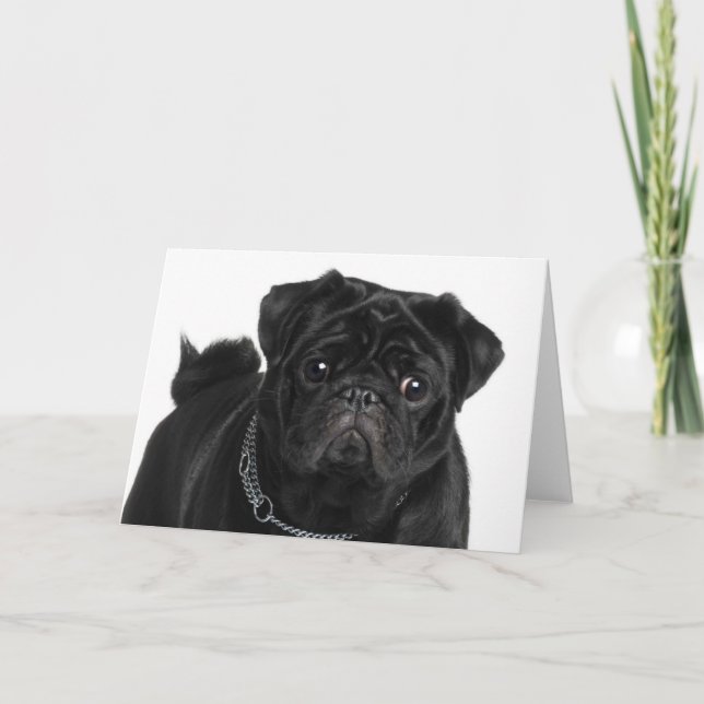 Black Pug Note Card (Front)
