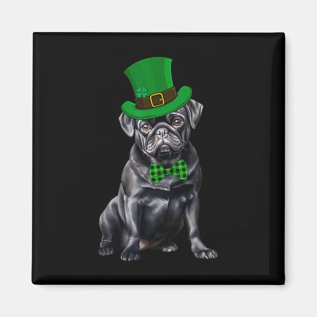 Black Pug Patricks Day Hat Funny St Patricks Day D Magnet (Front)