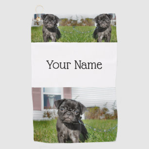 Black Pug pupp Golf Towel