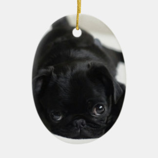 Black Pug Puppy Ceramic Tree Decoration