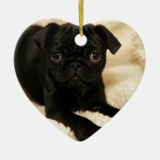 Black Pug Puppy Ceramic Tree Decoration