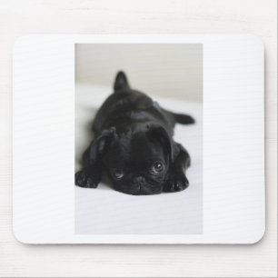 Black Pug Puppy Mouse Mat