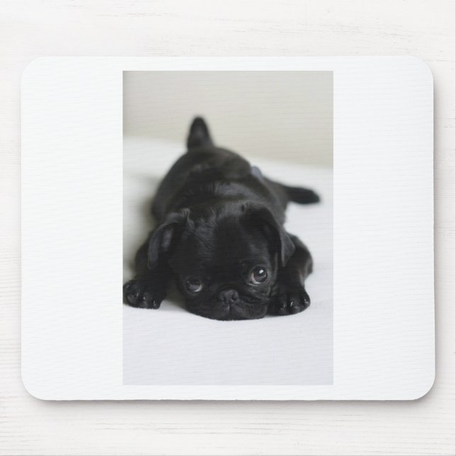 Black Pug Puppy Mouse Mat (Front)