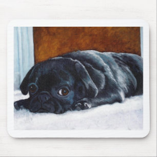 Black Pug Puppy Mouse Mat