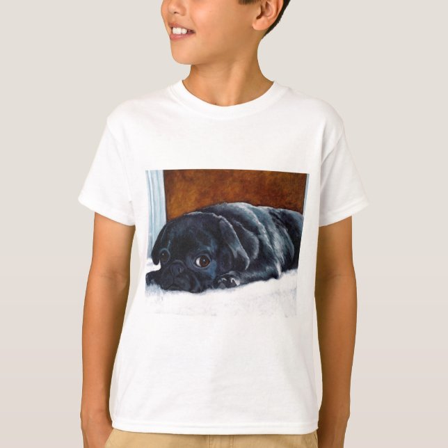 Black Pug Puppy T-Shirt (Front)