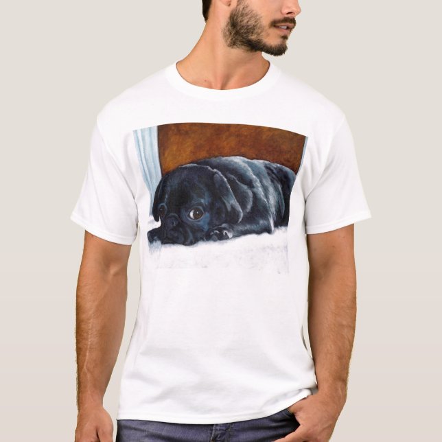 Black Pug Puppy T-Shirts (Front)